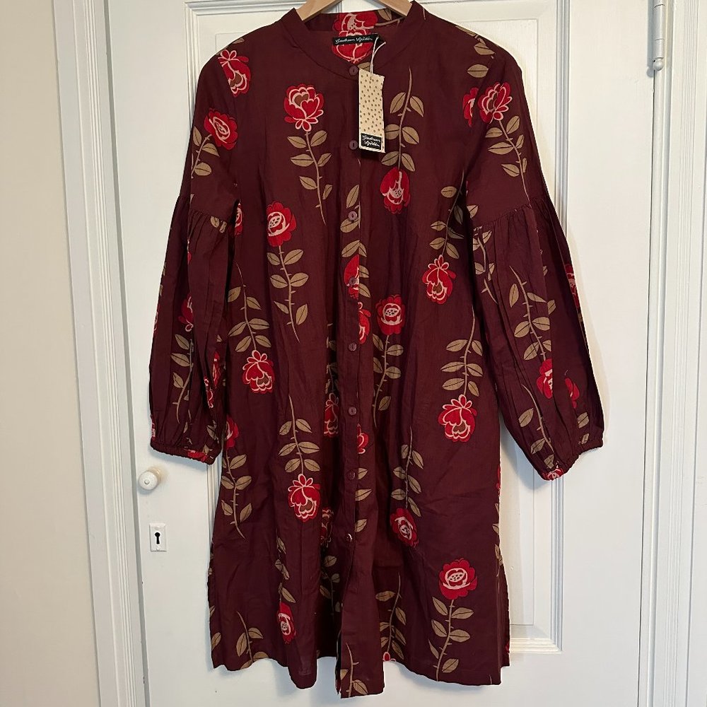 Gudrun Sjoden Burgundy Floral Tunic, NWT